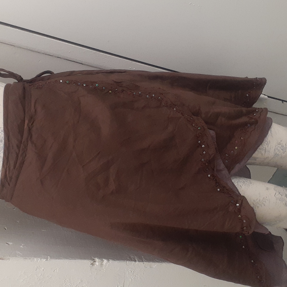 BOHO NEW  Brown Rayon Low Wrap Skirt  NWT one size OS